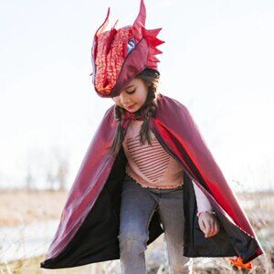 Dragon Cape Red Metallic, pretend play dressup, kids dressup,kids dragon costume